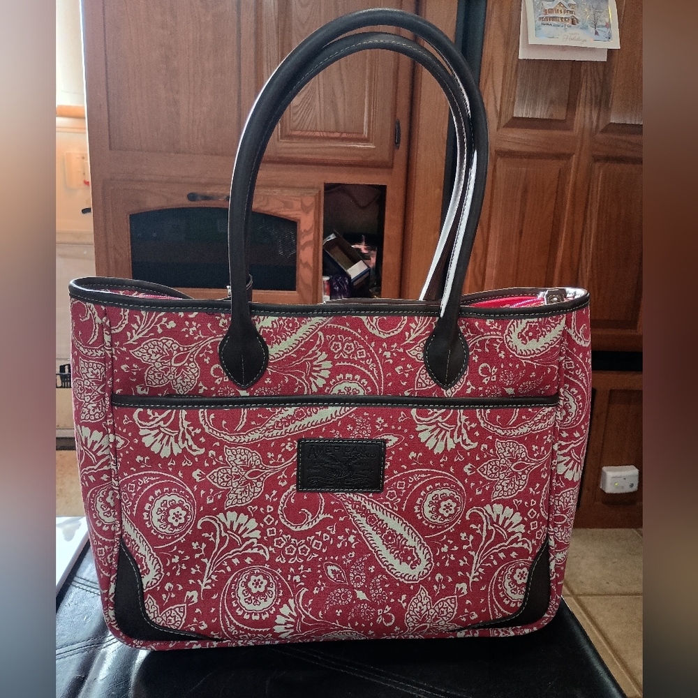 American Living Large Tote Red Paisley Print